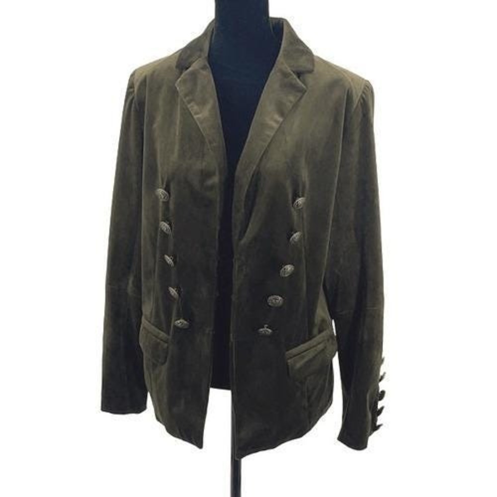 Joh Vintage‎ Double Breasted Velveteen Blazer Jacket Green Small
